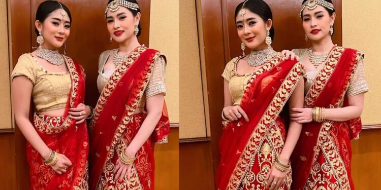 Cantiknya Duo Anggrek Tampil dengan Sari India